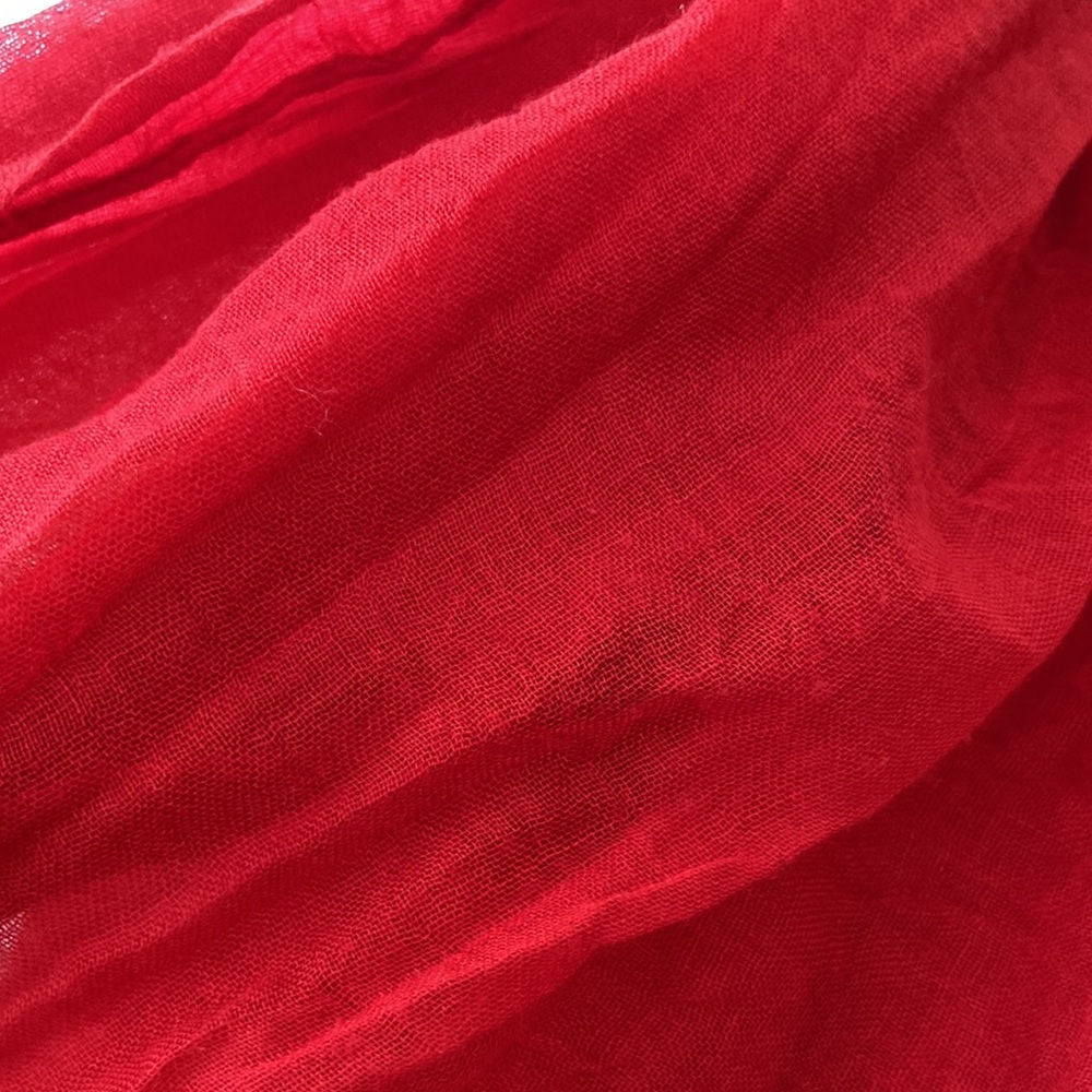Eternity scarf. Naturally wrinkled. Solid bold red - what a stand out piece! - Picture 3 of 4